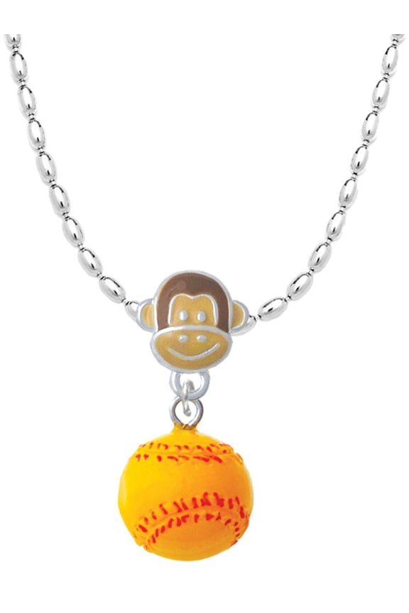 Resin 1/2" Softball Mia Monkey Charm Necklace