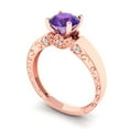 thumbnail image 2 of 1.06 ct Round Cut Natural Amethyst Solitaire with Accents Engagement Ring for Women in 18K Rose Gold, 2 of 5