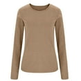 thumbnail image 5 of Sevevn Women's Fashion Casual Round Neck Solid Color Long Sleeve T Shirt Pullover Tops Family Gifts, 5 of 7