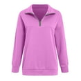 thumbnail image 5 of idosla Women's Half Zip Cropped Pullover Quarter Zipper Hoodie Stand Collar Fall Winter Casual Sweatshirt Jacket (Pink, S), 5 of 5