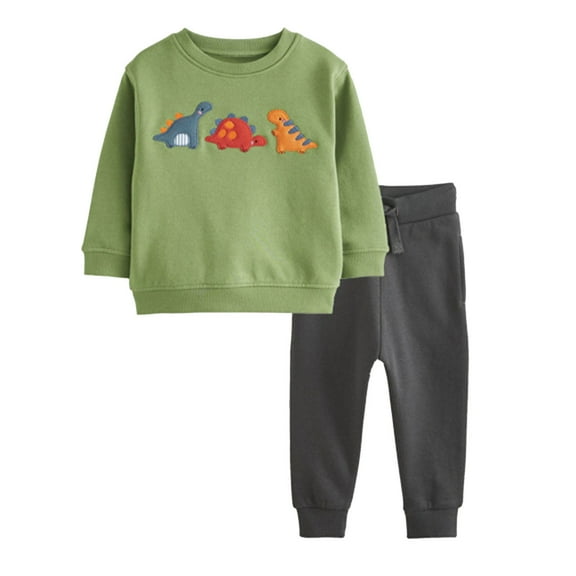 Toddler Boys Casual Outfit Sets Fall Cartoon Dinosaur Printing Long Sleeve Tops Pants 2Pc Children's Clothing Sets Size 1-2T