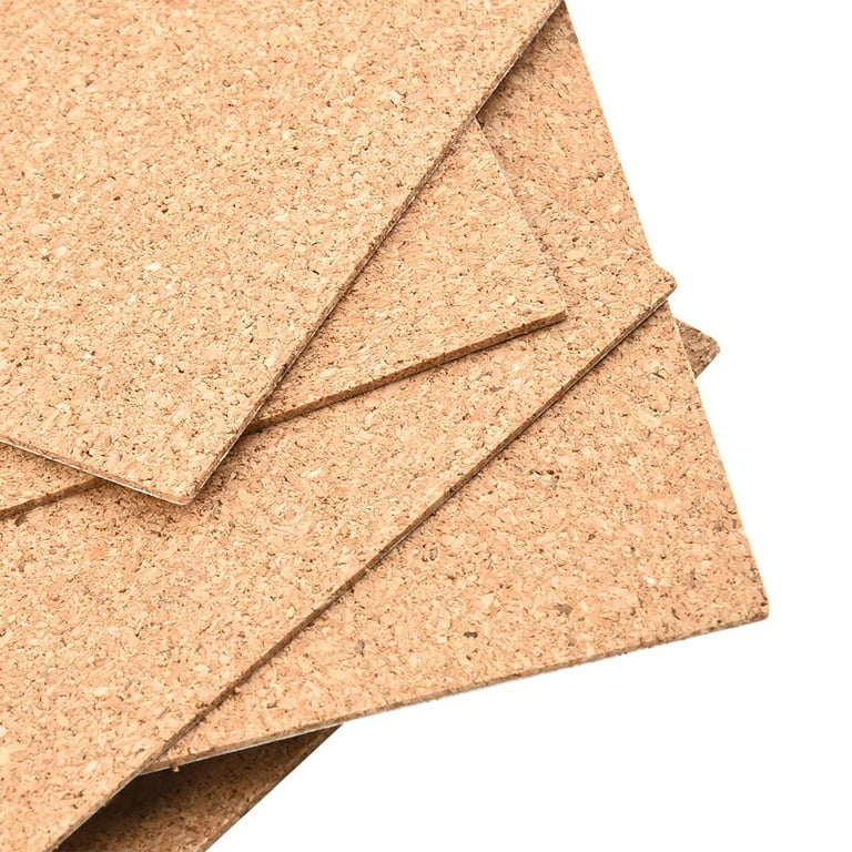 50 Pack Self Adhesive Cork Squares, 6 x 6 Inches Cork Backing for Coasters,  Cork Squares for DIY Crafts and Coasters, Natural Soft Wood with Strong