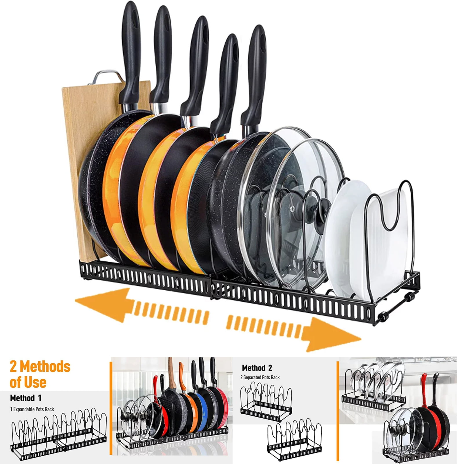 SunshineFace Expandable Pot and Pan Organizer Rack, Pot Lid Organizer