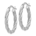 thumbnail image 2 of 14k White Gold Twisted Oval Hoop Earrings, 2 of 7