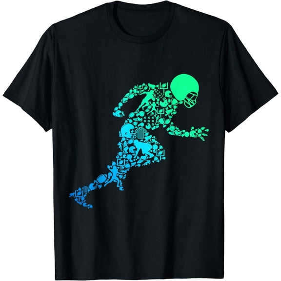 American Football Graphic T-Shirt for Men Soft Cotton Crewneck