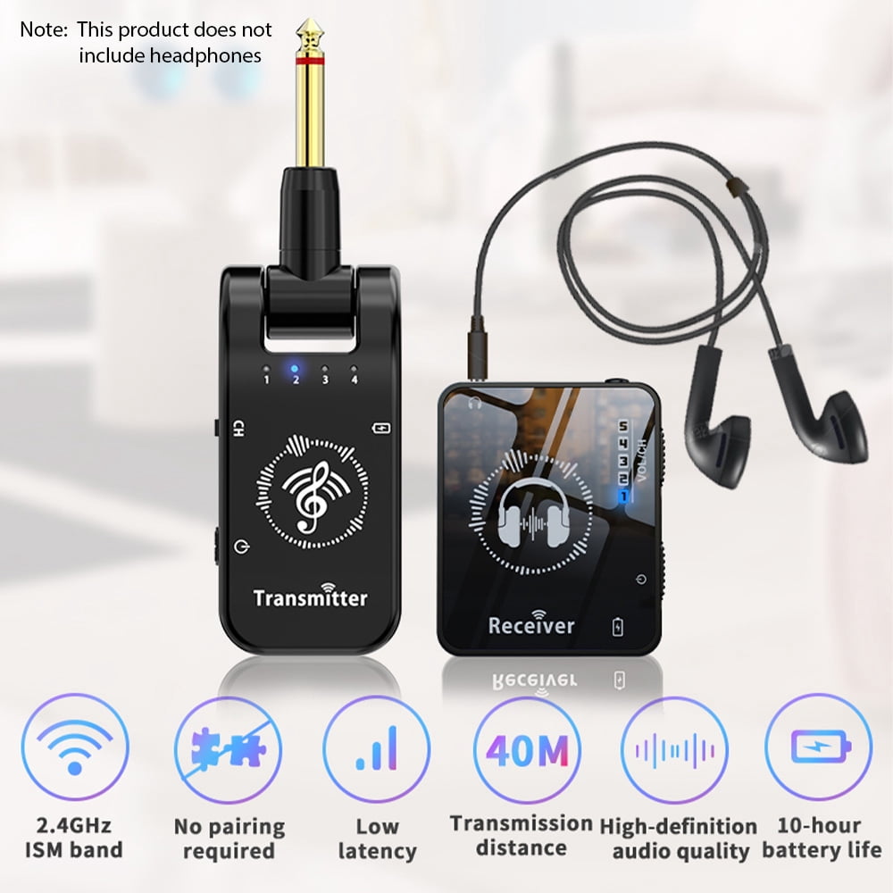 2.4G Wireless In-Ear Monitor System 282° Rotate Transmitter Portable Collar Clip Receiver Rechargeable Automatic Pairing Low Latency 131ft Effective Distance