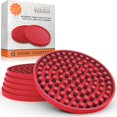 thumbnail image 1 of Grande Boisson - Absorbe l'Humidité et Prévient les Dommages de Table, Caoutchouc Rouge Moderne avec Fond Antidérapant pour Verres à Boire, Lot de 6, 1 of 7