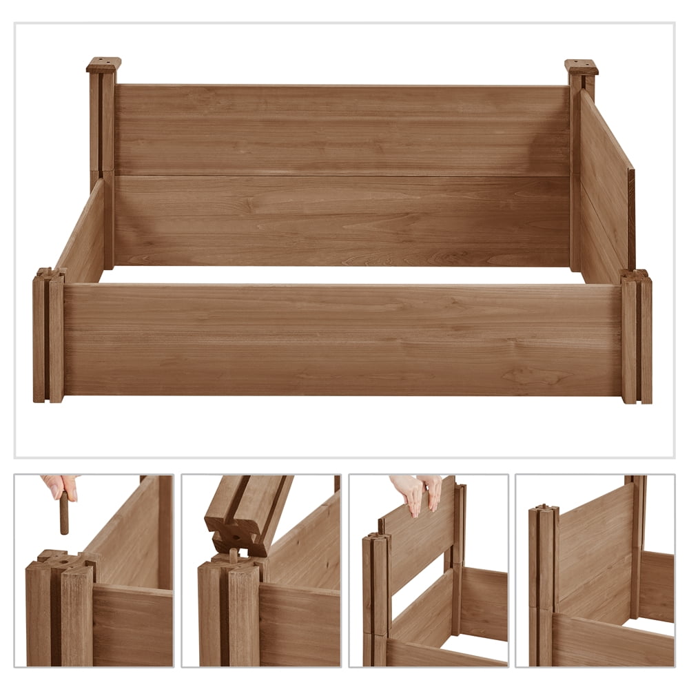 Yaheetech 2x8ft Raised Garden Bed Kit - Wooden Elevated Planter Garden Box for Vegetable/Flower/Herb Outdoor,Dark Brown