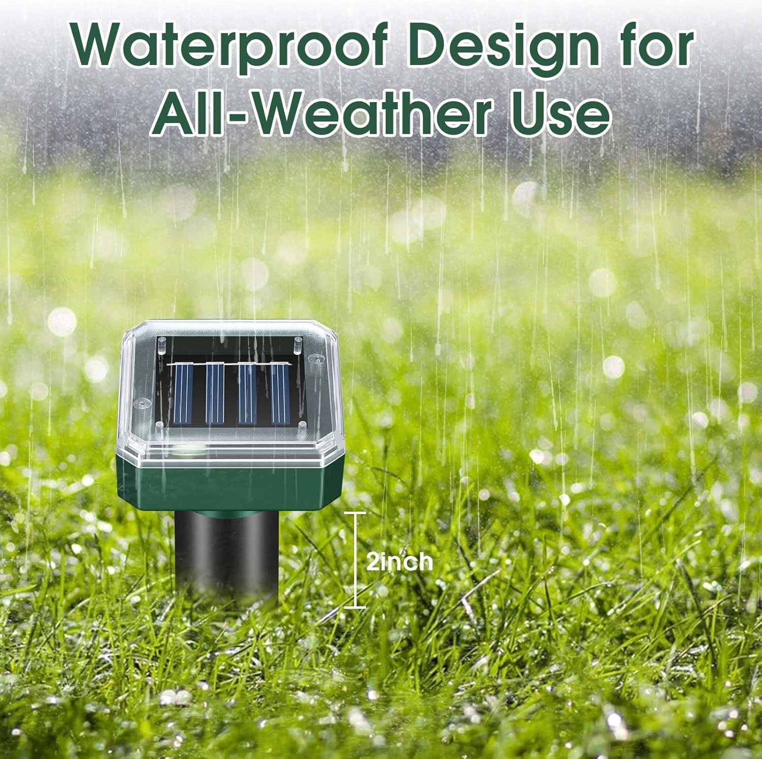 4 Pack Mole Repellent Solar Powered, Ultrasonic Pest Repeller Outdoor for Lawns & Gardens, Chipmunk, Gopher, Snake Deterrent, Deer Repellent Devices, Weatherproof, Dark Green