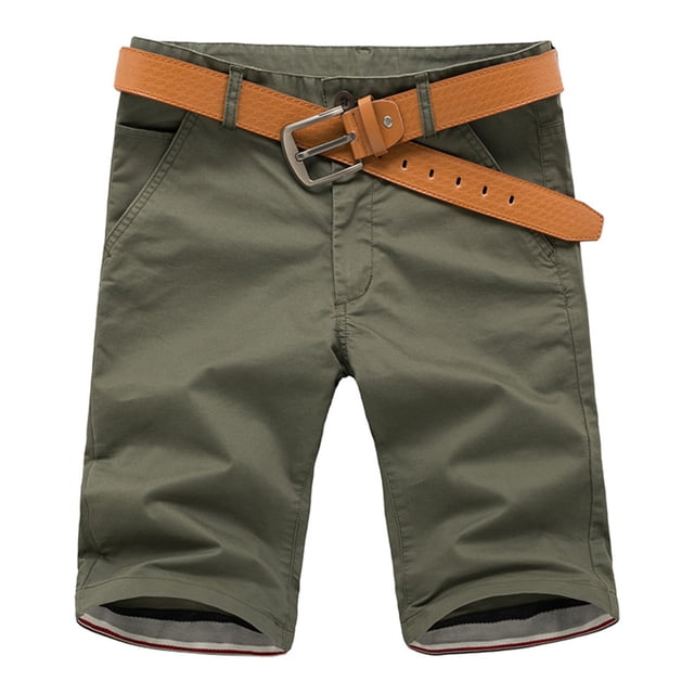 Aayomet Men Shorts Color Overall Multi Pocket Button Self Wearing Belt Capri Pant Sport Short (AG, 31)