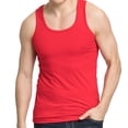 thumbnail image 4 of Men's Tank Top High Elastic Cotton Youth Slim Fit Middle And Old Age Underwear Tops (Red,L), 4 of 4