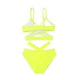 thumbnail image 3 of Girl Swimsuit Toddler Solid Bikini Set 2 Piece Spaghetti Strap Backless Triangle Swim Suit Yellow Summer Swimwears Sets 9-10T, 3 of 5