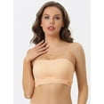 thumbnail image 4 of Unique Bargains Women's Strapless Bras Wirefree Adjustable Straps Push-up Removable Pads Bralette Beige XS, 4 of 6
