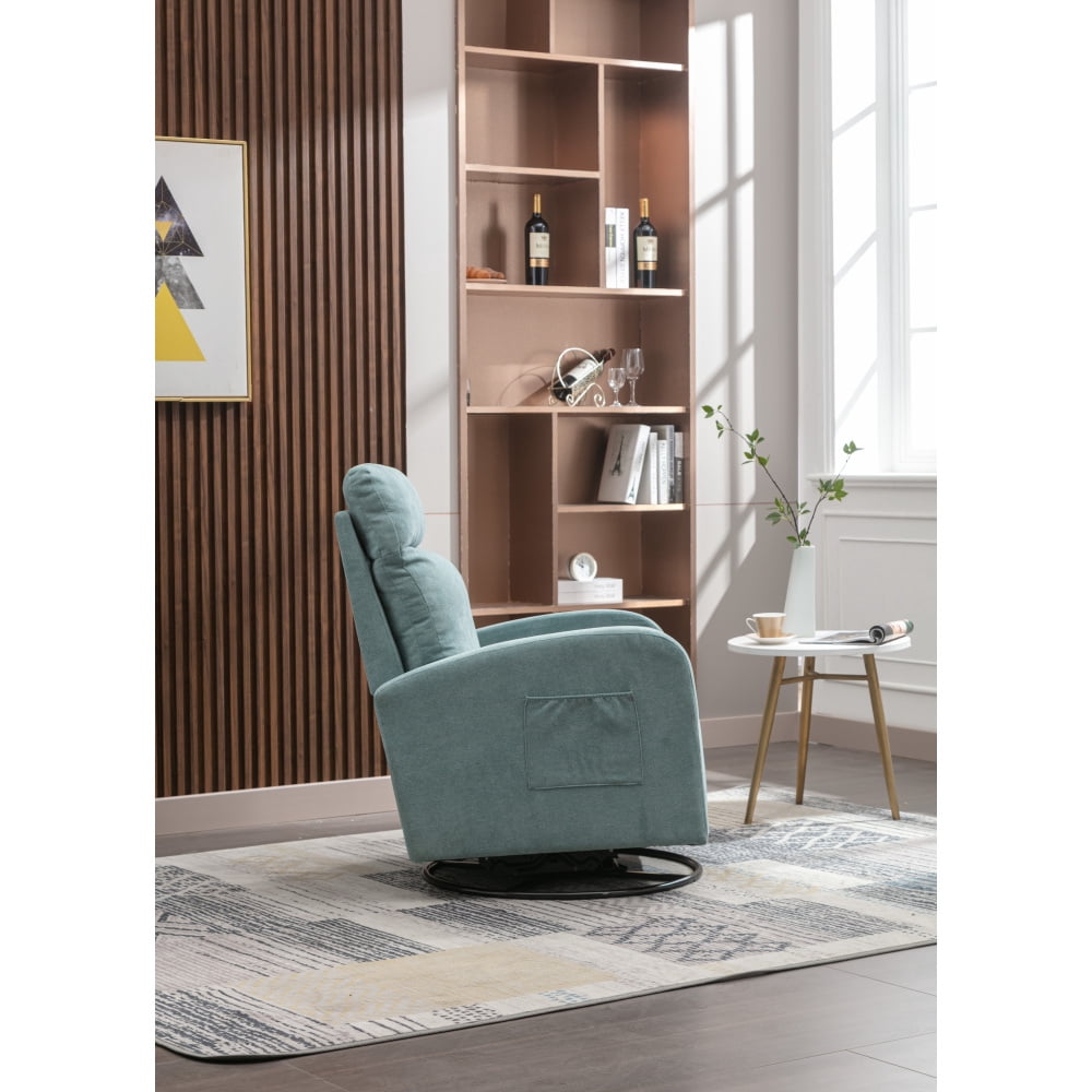 Upholstered Swivel Glider, Cosymart Rocking Chair for Nursery in Light Blue, Modern Style One Left Bag