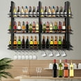 thumbnail image 4 of golytefs Wall Mounted Wine Rack with Glass Holder Hanging Bar Liquor Storage Rack 47in Industrial Wall Mounted Wine Rack for Home Dining Room & Kitchen, 4 of 7