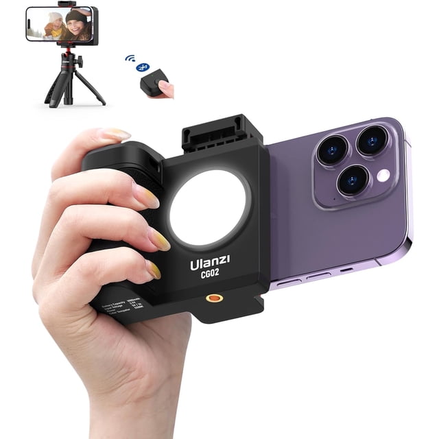 ULANZI CG02 Empuñadura del obturador de la cámara del teléfono inteligente sin calificar con control remoto inalámbrico Bluetooth desmontable, luz de relleno ajustable de tres engranajes para teléfono