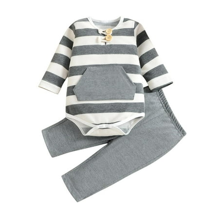 

Children S Boys Girls Outfit Infant Long Sleeve Stripe Top + Pants Two-Piece Set Clothing For Girl