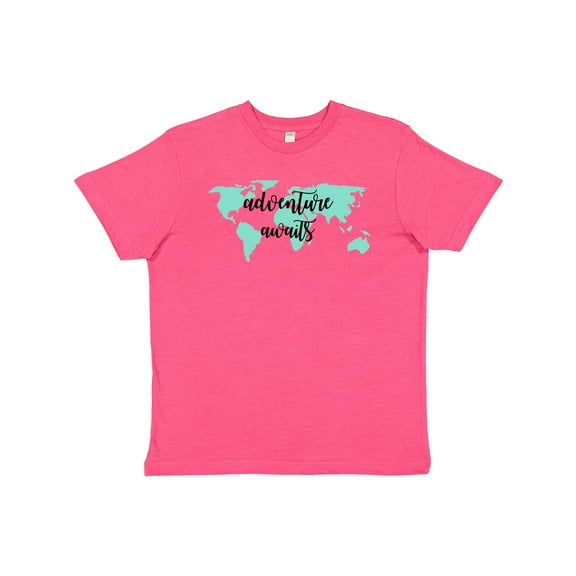 Inktastic Adventure Awaits Teal World Map Youth T-Shirt