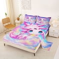 thumbnail image 2 of Erosebridal Cartoon Pink Axolotl Bed Sheets,Colorful Sky Galaxy Starry Night King Sheets 4pcs, 2 of 6
