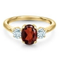 thumbnail image 3 of Gem Stone King 10K Yellow Gold Red Garnet and Sky Blue Aquamarine Engagement Ring for Women | 2.00 Cttw | Oval 8X6MM | Gemstone January Birthstone | Size 7, 3 of 6