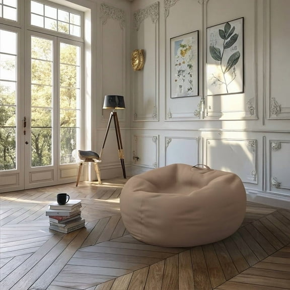 Covers & all Contemporary Olefin Pear Shape Bean Bag, UV Resistant Bean Bag Lounger for Reading Books or Gaming - Beige (L, 24 L x 24 W x 35 H inch)(Beans not included)