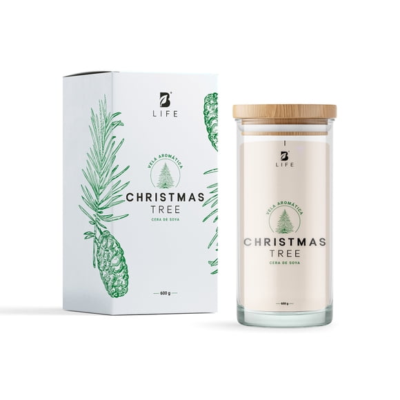 Vela De Soya Aromática Árbol De Navidad | 600 g | Duración 120 horas | Christmas Tree Aromatic Candle | B Life.