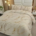thumbnail image 3 of Khaki Gold Metallic Marble Comforter Set King Foil Print Glitter Bedding Sets with 2 Pillowcases for All Seasons, Soft Microfiber Bedding Set, 3 of 8