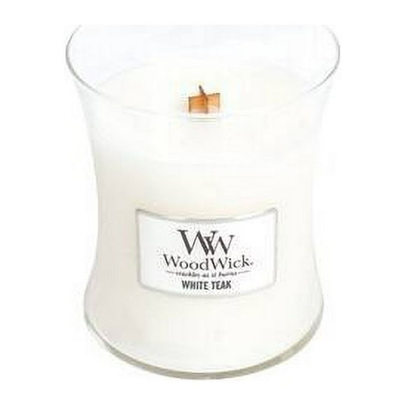 WoodWick - Bougie Sablier Moyenne en Teck Blanc