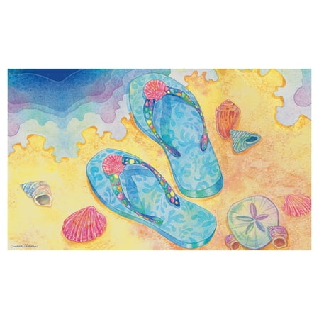 Toland Home Garden Beach Flip Flops Doormat Polyester Rubber