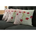 thumbnail image 2 of Ambesonne Flower Throw Pillow Cover 4 Pack, Watercolor Poppy, 18", Green Red, 2 of 6