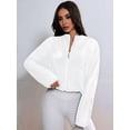 thumbnail image 5 of Women'S Mesh Sheer Zip Up Jacket Mock Neck Light-Weight Athletic Outerwear with Pockets White XL, 5 of 9