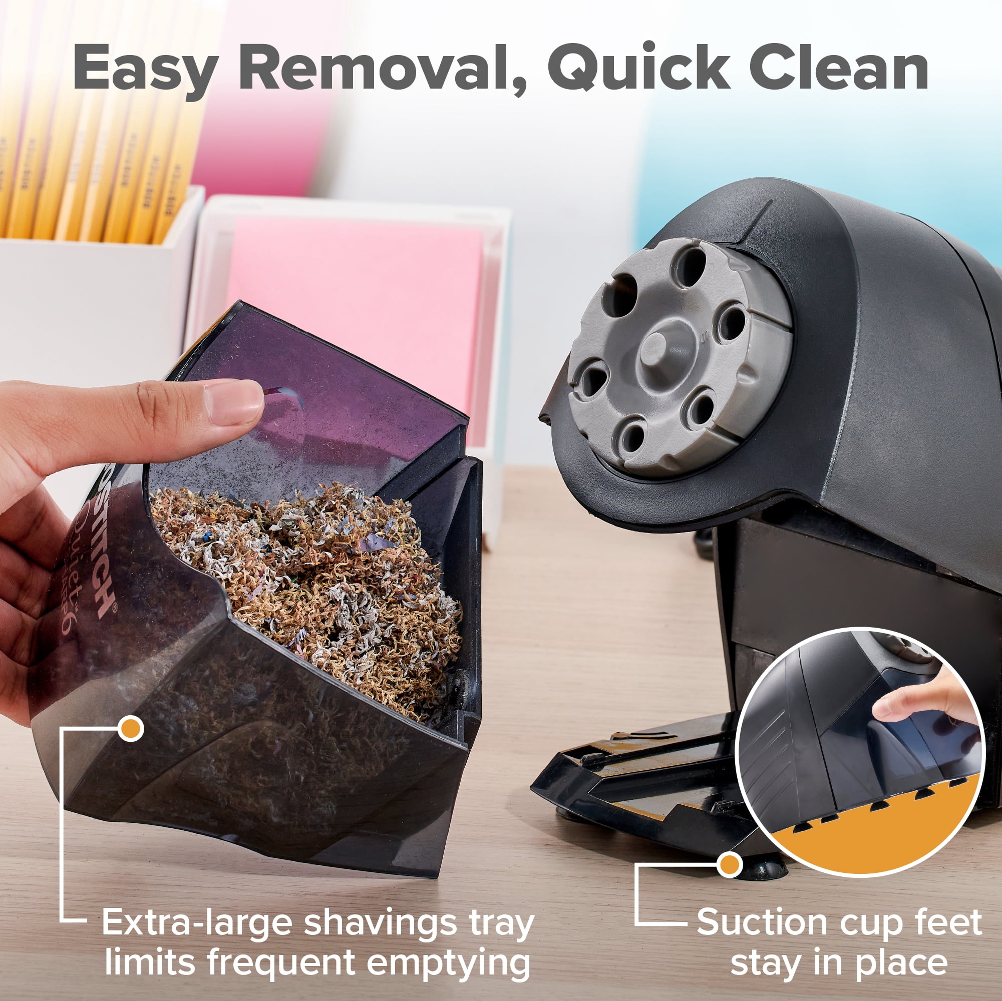 Bostitch Office QuietSharp 6 Electric Pencil Sharpener, Heavy Duty Classroom Sharpener, Perfect for Classroom and Homeschool Use, Black