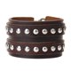 thumbnail image 5 of hombres de ancho doble capa remache cinturón brazalete pu de cuero marrón Sunnimix Pulsera de hebilla de correa de remache, 5 of 6