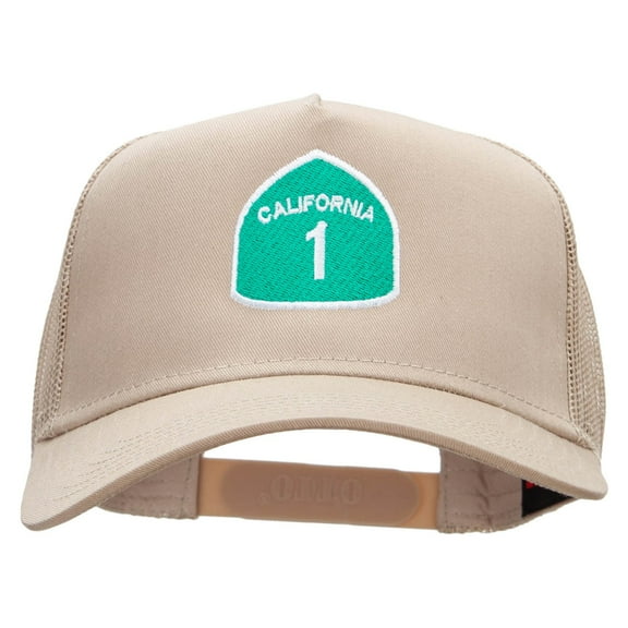 California 1 Solid Cotton Twill 5 panel Mesh Back Cap - Khaki OSFM