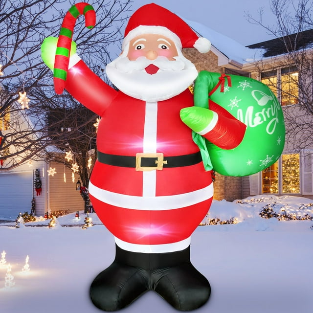 Papá Noel inflable navideño de 8 pies con luces LED para exteriores