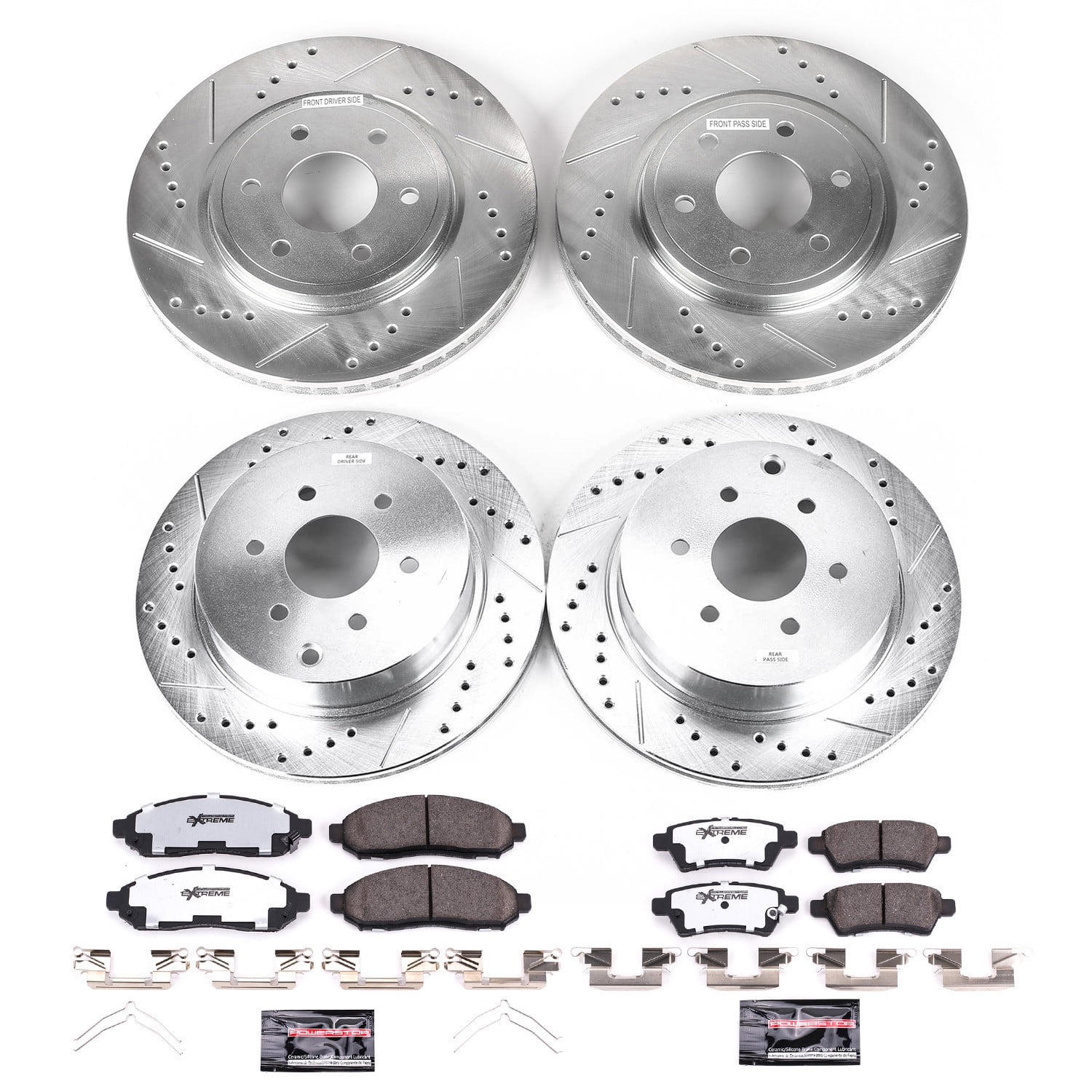PowerStop Front and Rear Z36 Truck & Tow Carbon-Fiber Ceramic Brake Pad and Drilled and Slotted Rotor Kit Fits: NISSAN Select Models K144-36