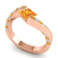 thumbnail image 2 of 1.20 Carat Princess Cut Citrine Gemstone & Natural Diamond Unique Bridal Ring for Ladies Solid 18K Rose Gold Size 5 by Diamond-Capitals, 2 of 8