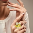 thumbnail image 5 of Bright Tropical Flower Yellow Jade, Agate, Crystals, and Pearls Floral Ring, 5 of 5