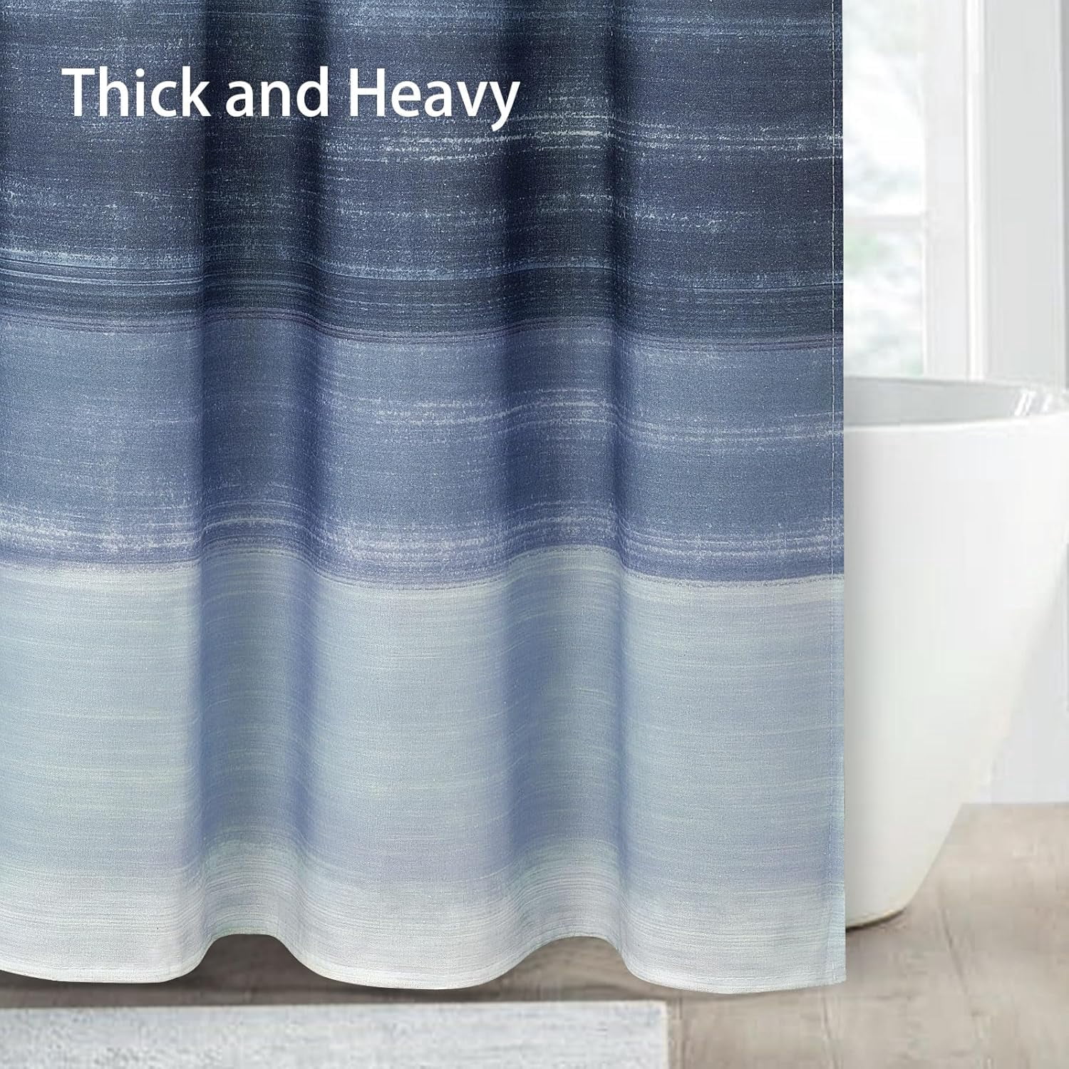 Blue Shower Curtains for Bathroom Navy Blue and White Rustic Cotton Farmhouse Ocean Shower Curtain, 72 x 72 Inches