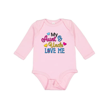 

Inktastic My Aunt and Uncle Love Me with Hearts Gift Baby Boy or Baby Girl Long Sleeve Bodysuit