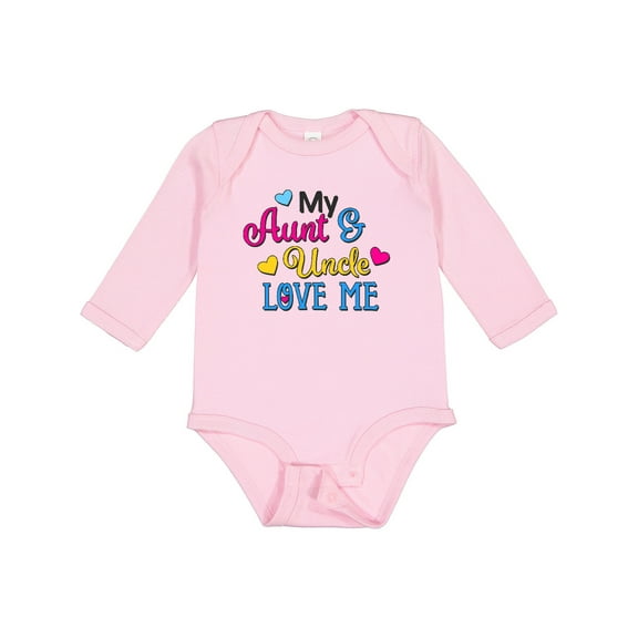 Inktastic My Aunt and Uncle Love Me with Hearts Boys or Girls Long Sleeve Baby Bodysuit