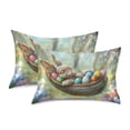 thumbnail image 2 of Dailycode Satin Pillow Case Standard Silk Pillow Cover for Hair and Skin Envelope Closure Bunny Sleep in Hammocks 20"x26", 2 of 9