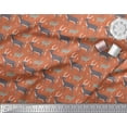 thumbnail image 3 of Soimoi Orange Georgette Viscose Fabric Deer Animal Printed Fabric 1 Yard 42 Inch Wide, 3 of 3