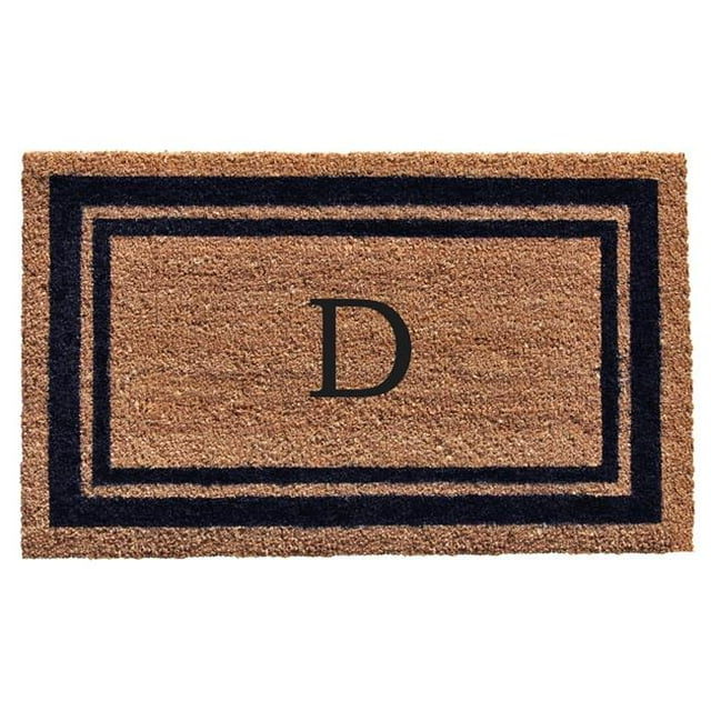 Calloway Mills 153001830D 18 x 30 in. Dark Blue Border Monogram Rectangular Doormat, Natural - Letter D