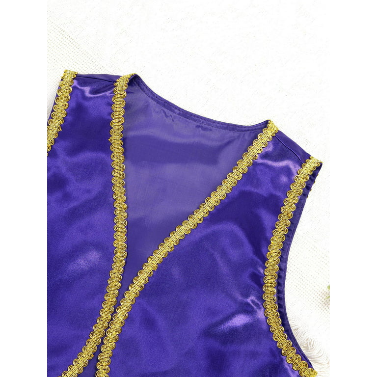 renvena Boys Genie Vest Costume Arabian Prince Cosplay Dress Up Waistcoat  for Fancy Party Halloween Blue 6 Years : : Toys & Games