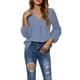 thumbnail image 4 of SAYOO Blusas de gasa de patchwork con cuello en V de manga 3/4 para mujer primavera otoño SAYOO moda, 4 of 6