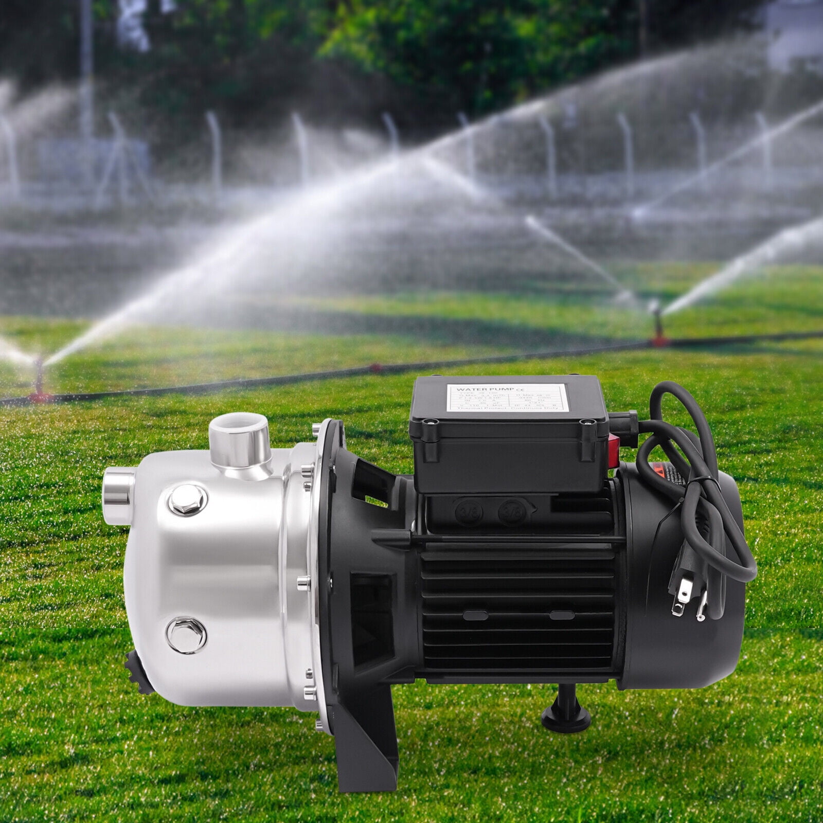 Miumaeov 110V 1.6HP Portable Shallow Well Pump Draining Irrigation Pump Lawn Water Pump 1.2KW