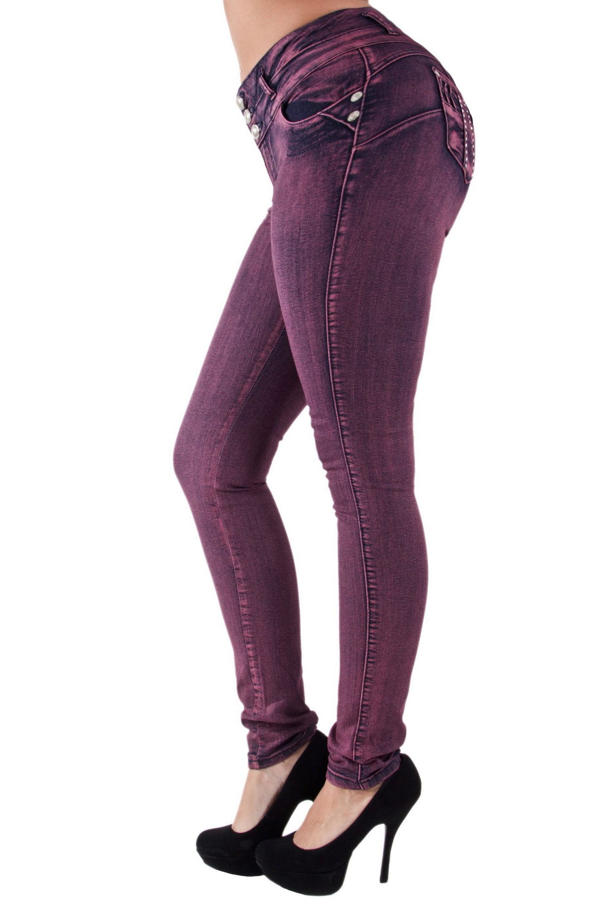 Fashion2Love Plus/Junior Size Butt Lift Levanta Cola Skinny Pink Denim Women Jeans - image 3 of 9