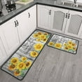 thumbnail image 4 of Sunflower Theme Kitchen Decor Rug 2 Pieces Set Absorb Water Runner Rugs Washable Apply to Kitchen, Sink, Laundry, Bathroom，Sunflower Decorations Indoor Floor Mat 17"x 47" + 17"x30", 4 of 6