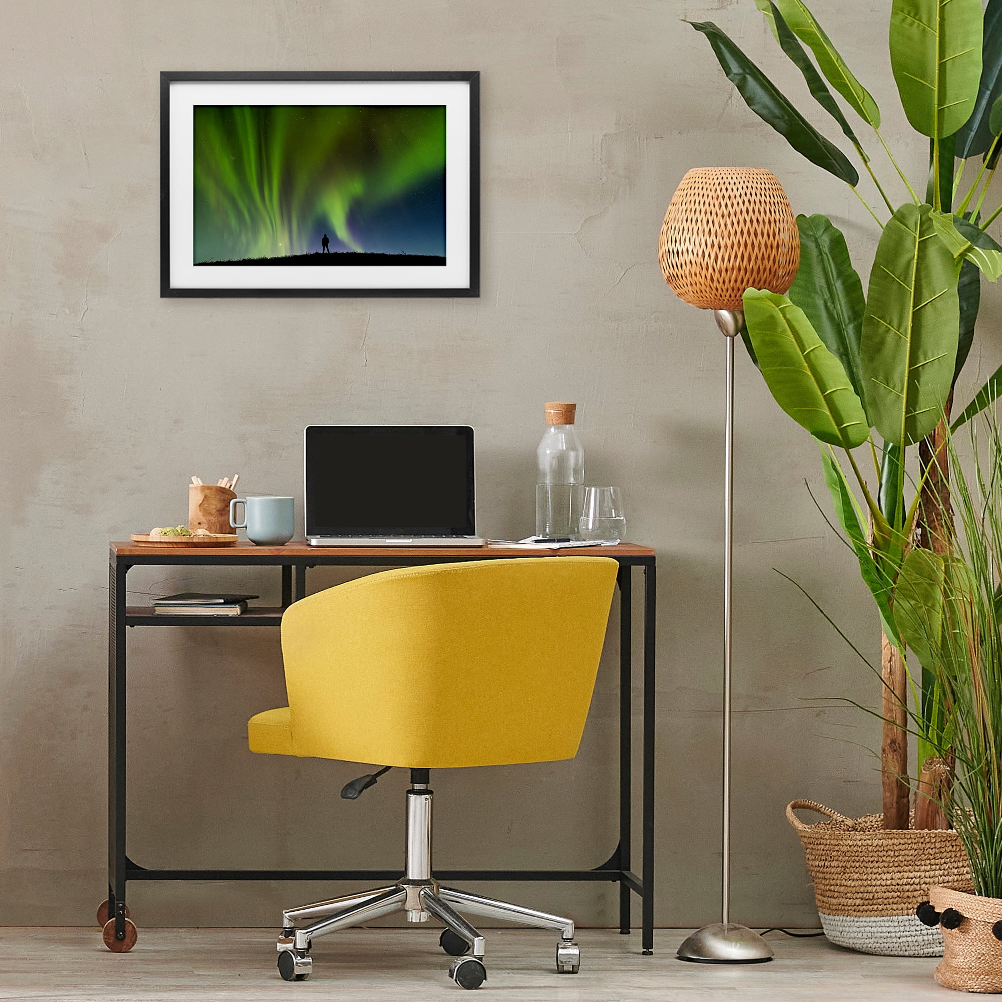 Stupell Industries Envelop Northern Lights Silhouette Black Framed Print Under Glass, design by Shelley Carlisle